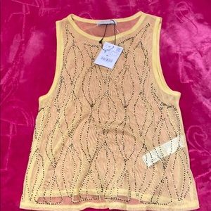 Luxury Yellow Mesh Top